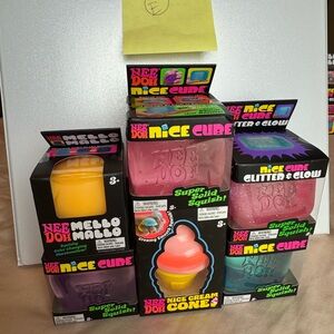 Nee Doh Viral Fidget Squishy Bundle. Nice Cream Cone, Mello, Glitter & Glow